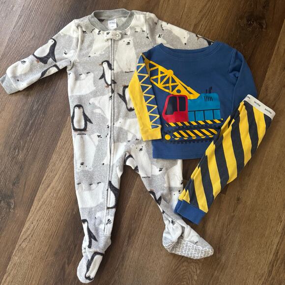 Bundle of Baby Boy Cool Weather Pajamas/PJs: Gap and Carter's, 2 Pair. - Picture 1 of 5